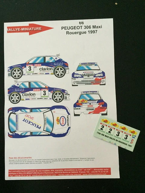 Décalcomanies 1/43 Peugeot 306 Maxi Sichi Rallye Du Rouergue 2006 - Planche De Décoration