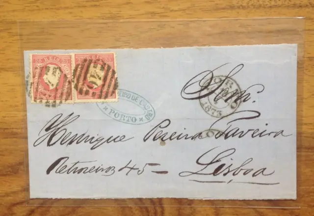 1873 Portuguese  Stamped Address  to Lisbon / Lisboa .  Free UK Postage