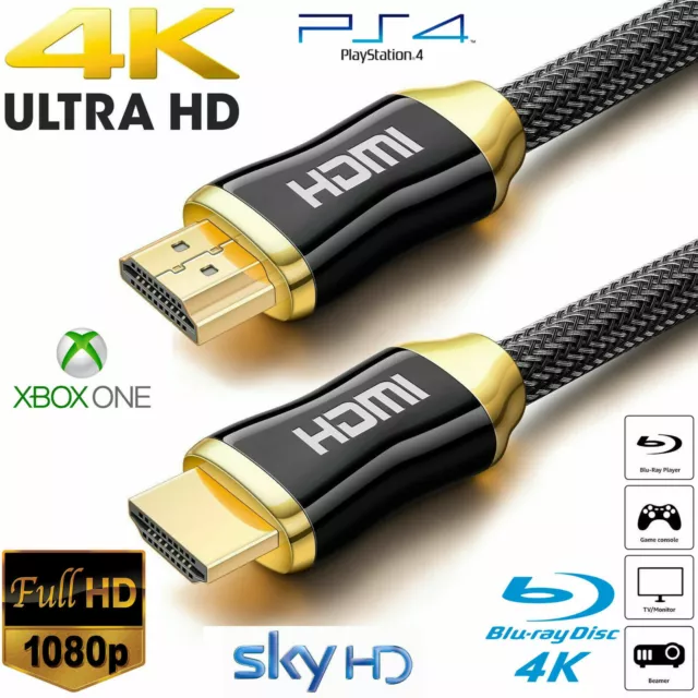 Premium 4K Câble HDMI 2.0 Haute Vitesse Plaqué Or Tressé Câble 2160P 3D HDTV UHD