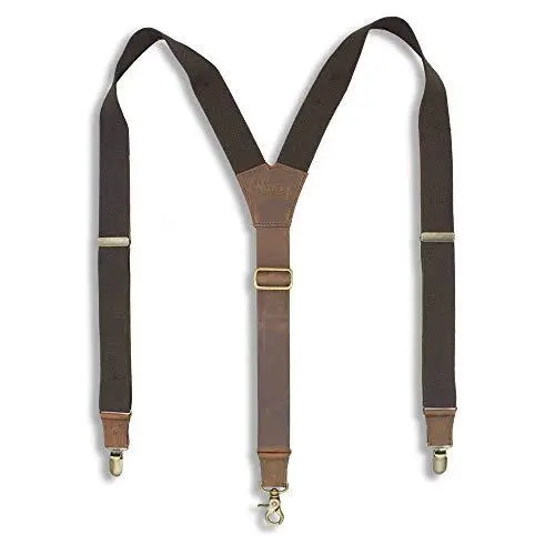 Suspenders Dark Brown Leather Flex Wide 1.36 inch | Wiseguy Original