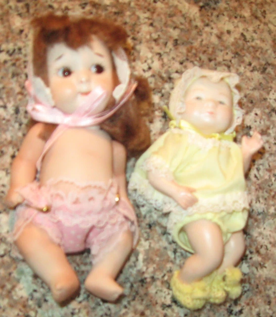 2 Artist Dolls Full Bisque Babies Dolls  Repro Mini Bye-Lo Baby & DRGM Germany