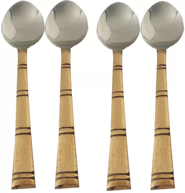 Indian Traditional Pure Copper Spoon Length=17.5 cm For Dinnerware Set of 4