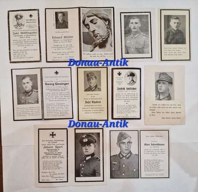 10 × STERBEBILD 2.WK Death Card Konvolut Lot Sammlung Sterbebilder