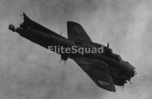 WW2 Photo Bomber B-17 Flying Fortress Silver Dollar damaged German fire WWII 109