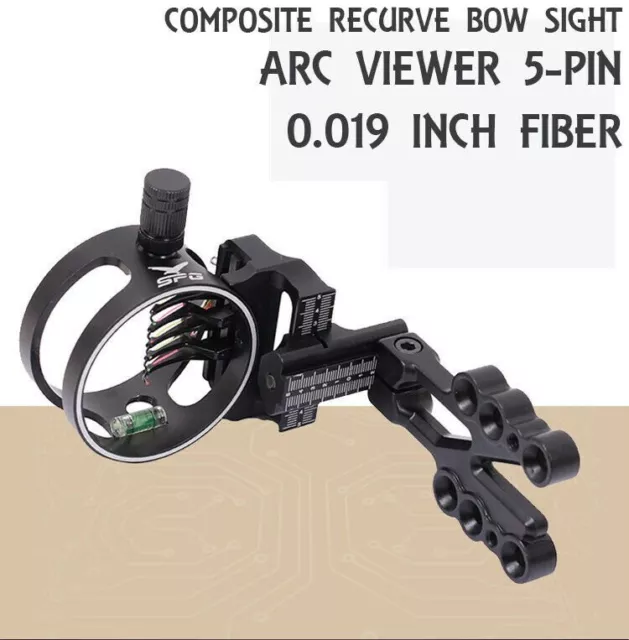 Archery 5 Pin Fiber Optic Sight Compound Bow Recurve Bow Hunting Sight Black New