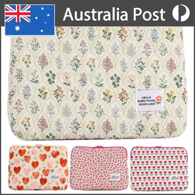 Computer Bag Polyester Vertical Case Zipper Cover Floral Fit for 14 in Notebook