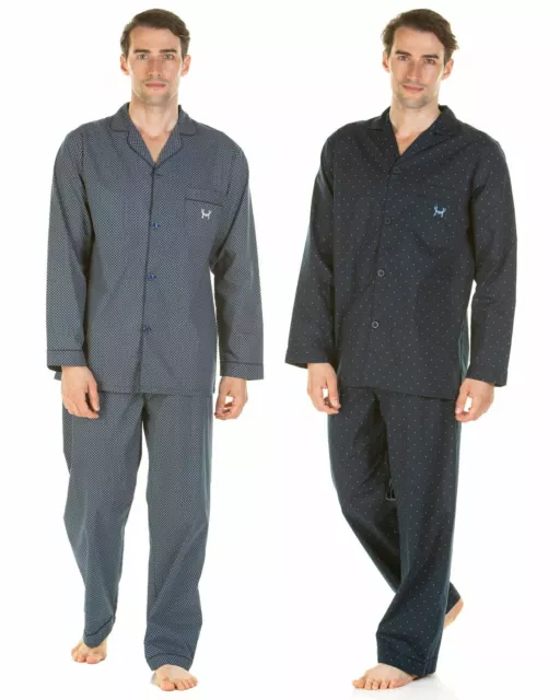 MENS TRADITIONAL PYJAMAS Polycotton Button Through Long Tailored Pyjama Set  £21.99 - PicClick UK
