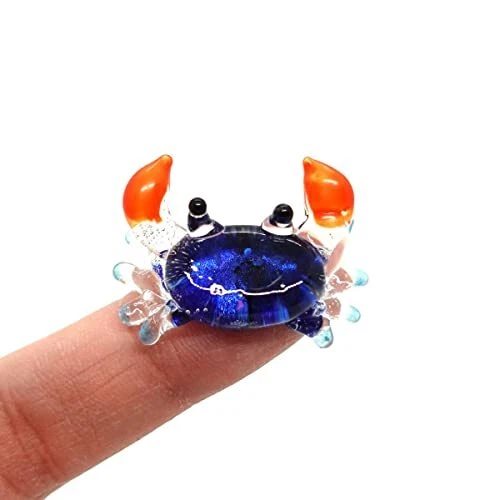 Tiny Crab Hand Blown Glass Art Figurines Animals Collectible Gift Home Décor,