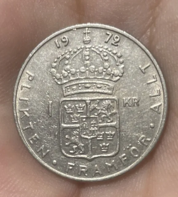 1972 Sweden 1 Krona Coin Gustaf VI