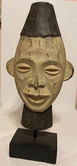 African Tribal Punu Okui Mask Sculpture  (Gabon) 17 1/2" high x 8 1/2" wide