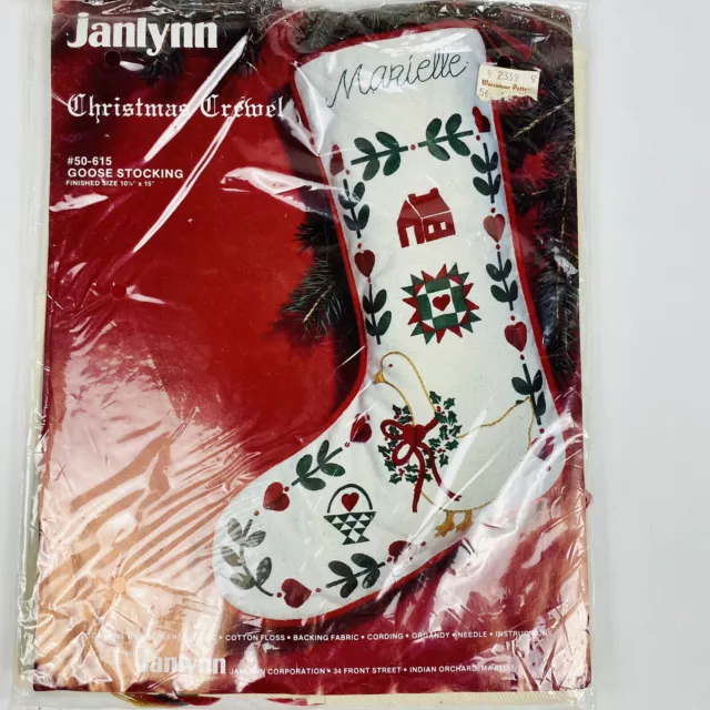 Nuevo Bolso Abierto Janlynn Crewel Navidad Bordado Medias País Ganso 50-615