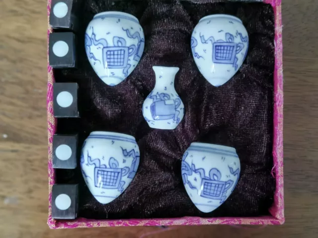 1set 5pcs Asian Bamboo Bird Cage Hand painted Chinese knot food ceramics cup