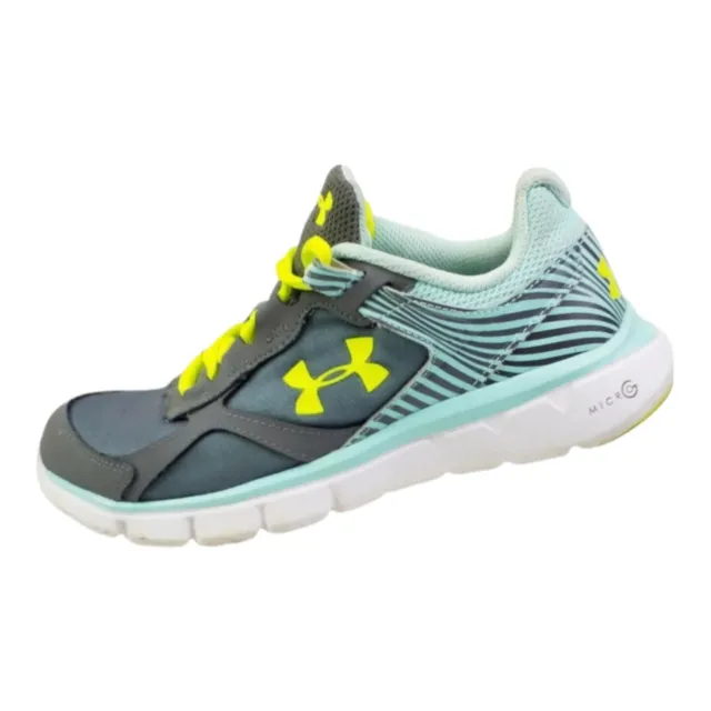 Girls Under Armour Micro G Athletic Shoes Size 5.5Y Gray Aqua 1258762-040