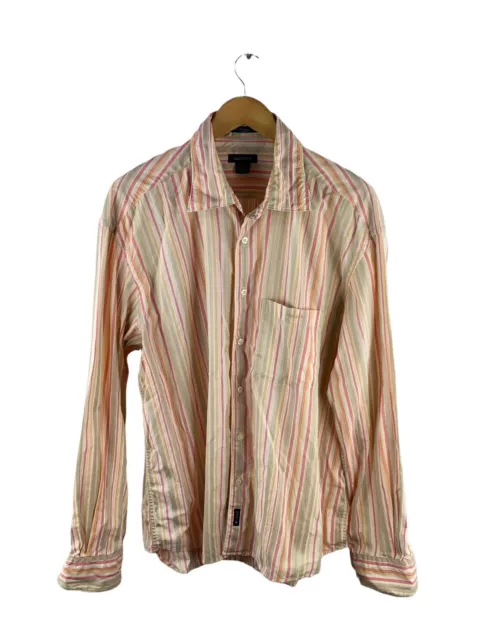 GANT Palm Springs Poplin Button Shirt Mens Size XL Pink Striped Long Sleeve Slim