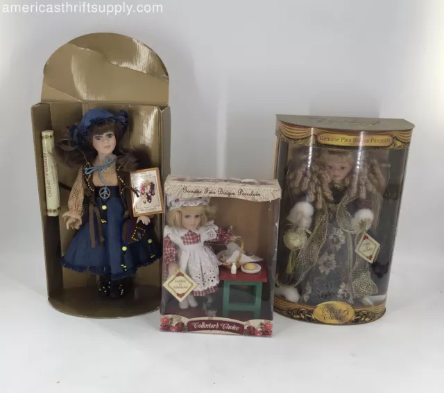 Collector's Choice Genuine Fine Bisque Porcelain Doll Lot of 3