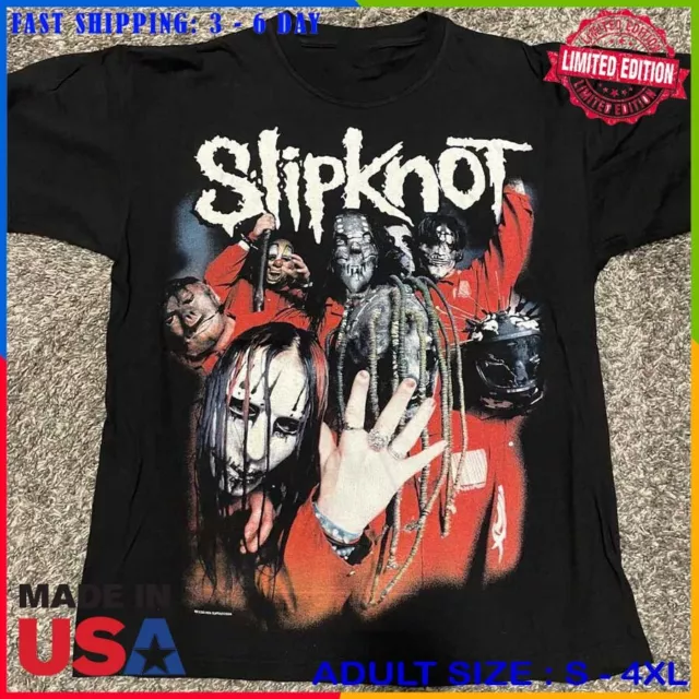Vintage Slipknot 2004 Band Black Short Sleeve Cotton T-shirt Full Size S-2XL