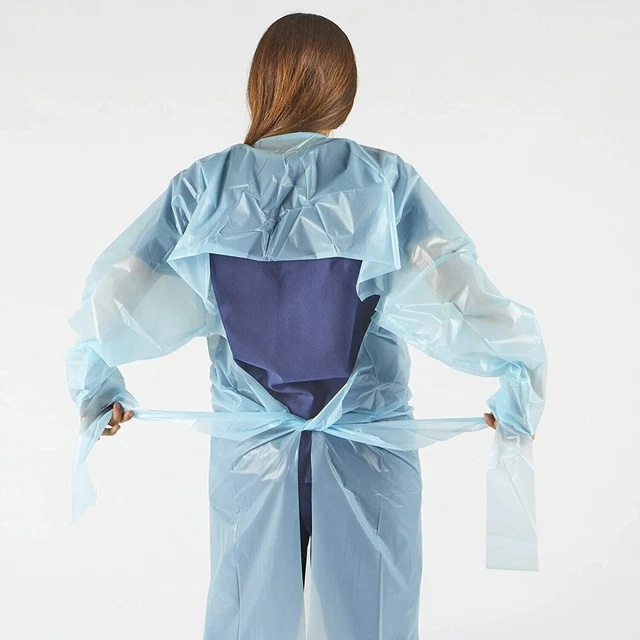 Hand2Mind Polyethylene Level 1 Disposable Isolation Gowns, Blue, 15 Ct,  OS