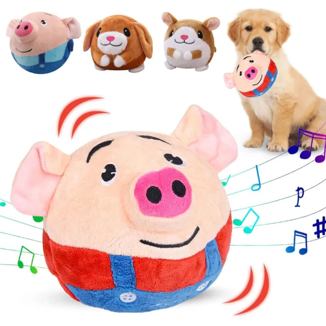 Puppy Ball Active Moving Pet Plush Toy Singing Dog Chewing Squeake USB Toys