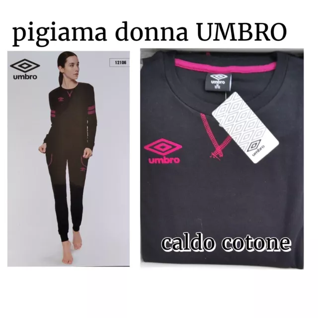 PIGIAMA DONNA UMBRO CALDO COTONE INVERNALE  MANICA LUNGA interlock Modello tuta