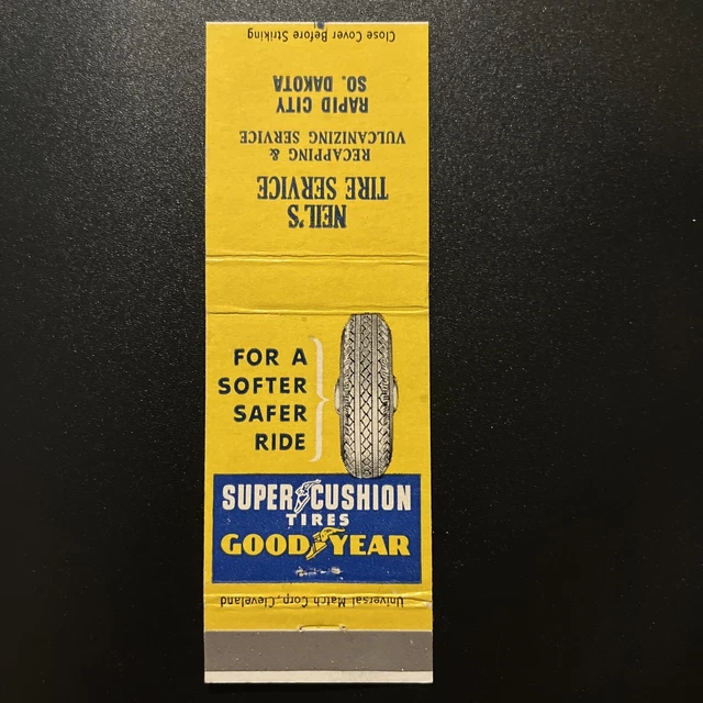 Matchbook Cover, Unstruck, Goodyear Tires, South Dakota, Automotive Advertising