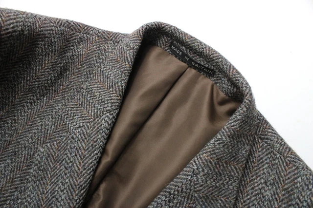 Harris Tweed Giacca Uomo ~ Grande Monopetto Lana con Motivo Foderato 6