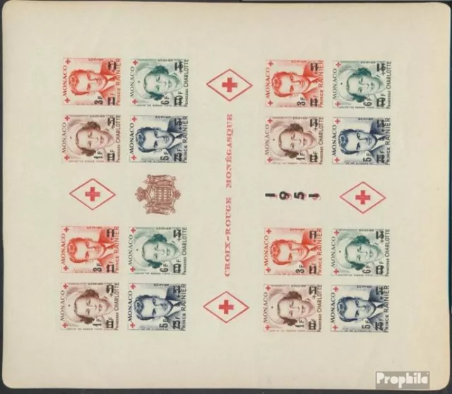 Briefmarken Monaco 1951 Mi Block4B postfrisch