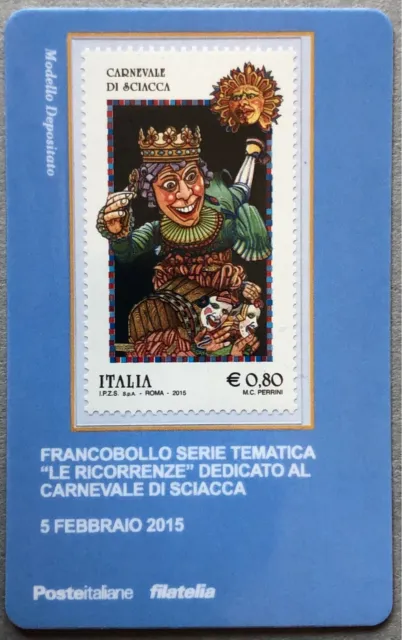 Italia 2015 Carnevale Di Sciacca Agrigento Tessera Filatelica Francobollo