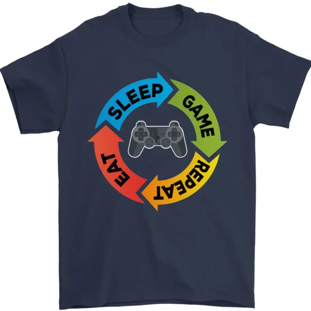 Gamming Eat Sleep Game Repeat Gamer Mens T-Shirt 100% Cotton 3
