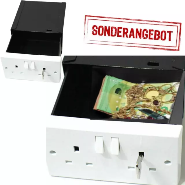 Steckdosen Tresor Wandsafe Wandtresor Mini Safe für Geldversteck Geld Box Tresor