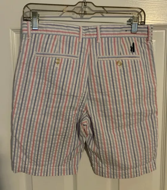 Johnnie-O Surfsuckers Seersucker Striped Shorts Pink Blue Stripes Boys Size 14