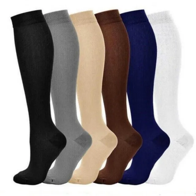 Compression Socks Stockings Womens Mens Knee High Spport Relief S-XXL 6 Pairs