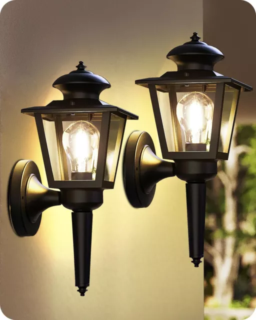 GOEBLESON 2-Pack Outdoor Wall Sconces, Matte Black Roman Porch Lights, Waterp...