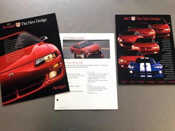 1997 Dodge Avenger Original Car Sales Brochure Catalog and Guide - 3-piece Set