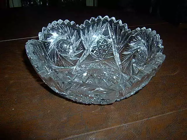 American Brilliant period large cut glass bowl  8 1/4 inch diameter