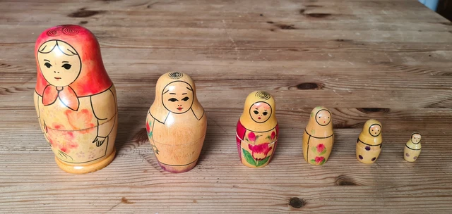 6 Matrioschka Matrjoschka Matroschka Holzpuppen UdSSR Russland
