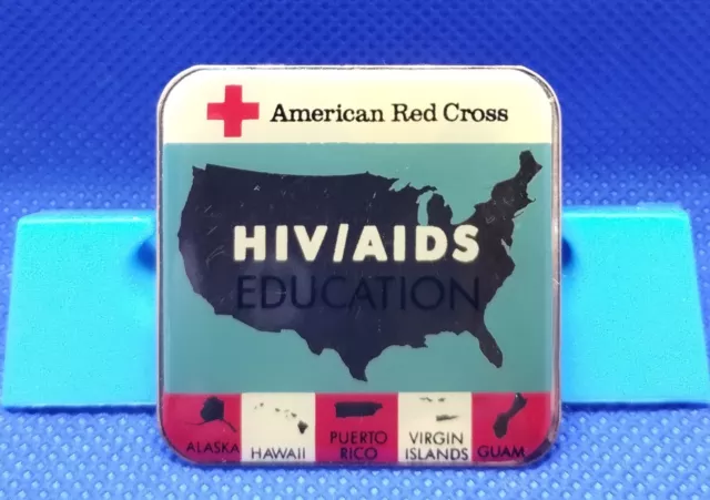 American Red Cross HIV/AIDS EDUCATION Pinback Very Rare ARC Pin/Pinback Vintage