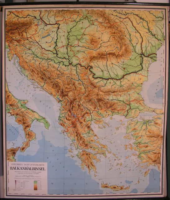 School Wall Map Wall Chart Roll Chart Card Map Balkan Greece Hungary 139x164