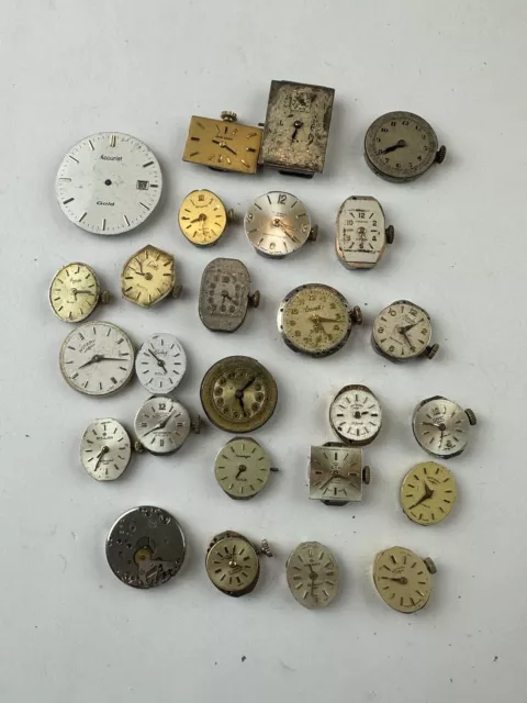 Job Lot VINTAGE WRISTWATCH MOVEMENTS X 26 Mixed Brands Available Worldwide