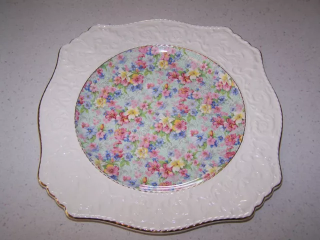 Royal Winton Grimwades Marion Pattern Embossed Chintz 12 Inch Square Plate