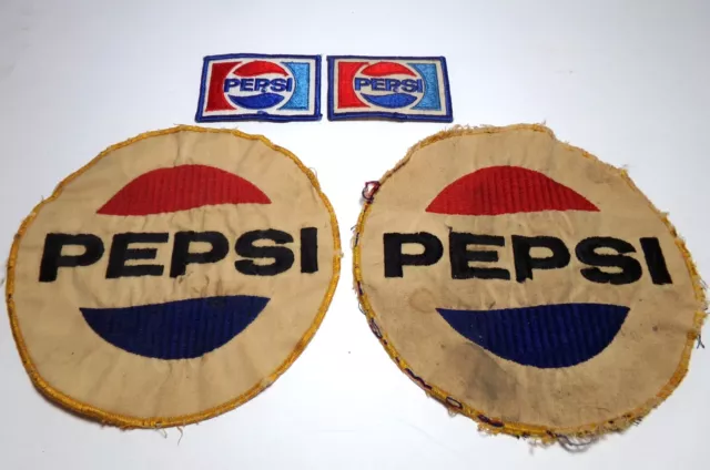 2 Used Vintage Pepsi Uniform Patches + 2 Unused