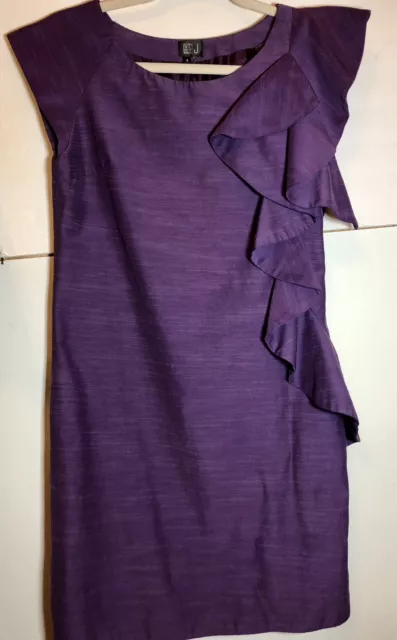 Vestido De Mujer Talla Xs/S Púrpura Lado Plano Con Volantes Totalmente Forrado Nuevo Estado