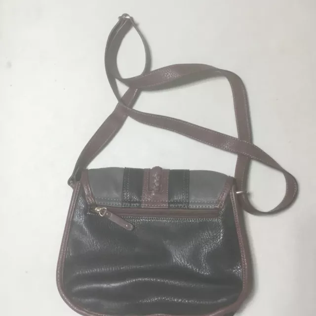 BOC Gray Black Brown Color Block Faux Leather Fold Over Crossbody Shoulder Bag 2