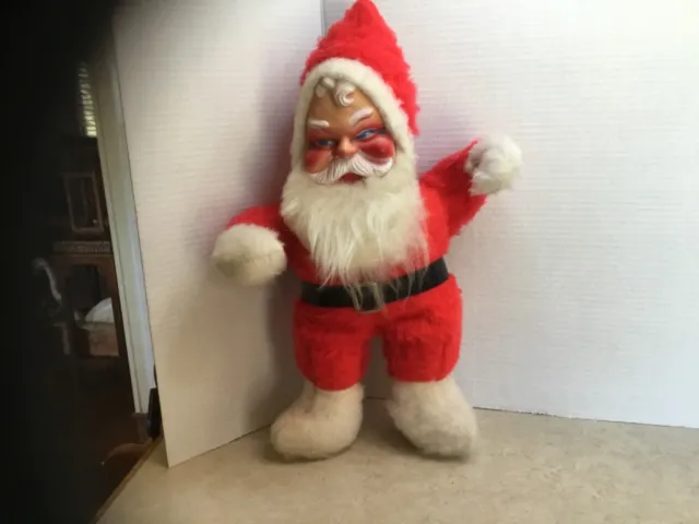 Vintage Christmas Rubber Face Santa Claus  Doll 18”