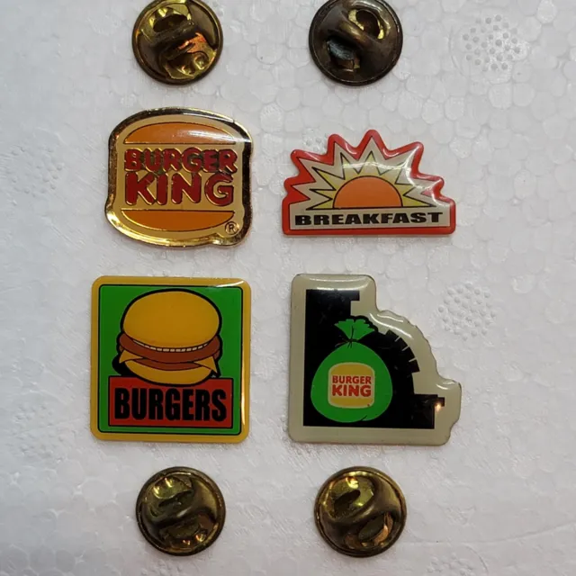 RARE Vtg BURGER KING Lapel/Hat Pins WHOPPER-CASH REGISTER-FAST FOOD RESTAURANT