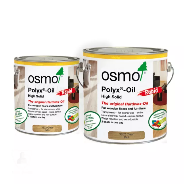 Osmo Polyx Oil Rapid - Clear - Satin or Matt - 2.5L or 750ml - Free P&P