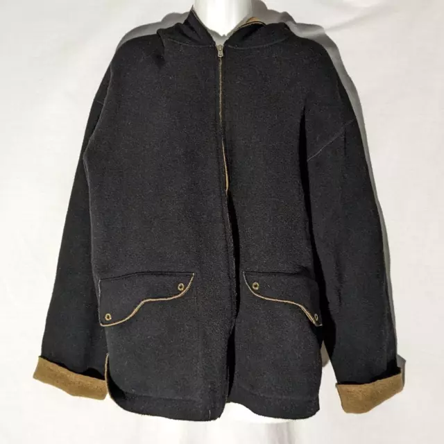 LAUREN BY RALPH Lauren XL Black & Tan Jacket 80% Wool, Full Zip with ...