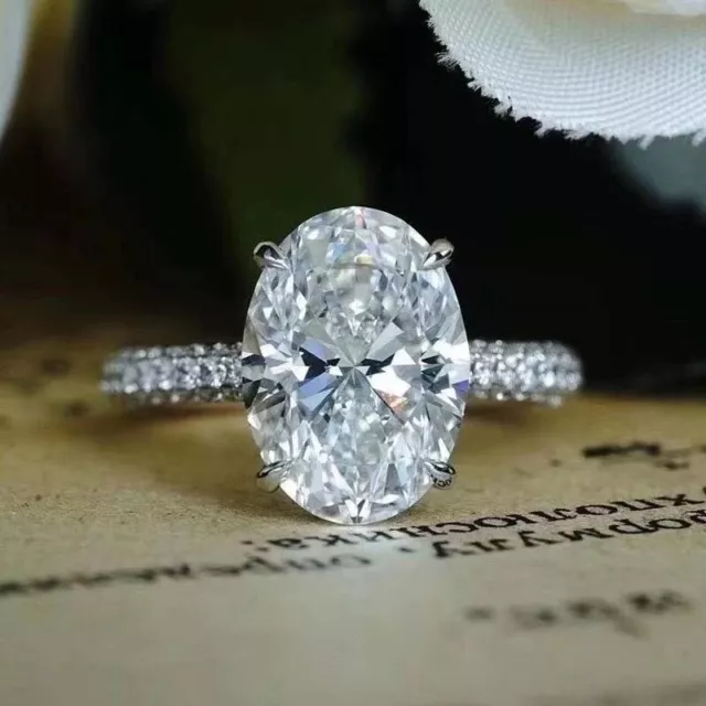 925 Sterling Silver Ring Oval Simulation Diamond Women Wedding Crown Zircon Ring