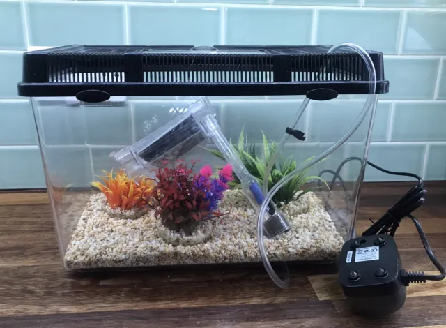 Small Plastic Fish Tank with  accessories and Water Pump Barely Used