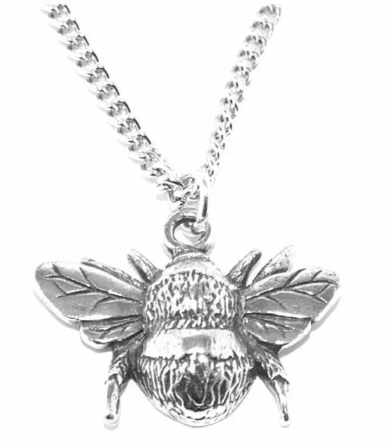 Bumble Bee Pendant Pewter Necklace Charm Worker Queen Souvenir Gift Jewellery