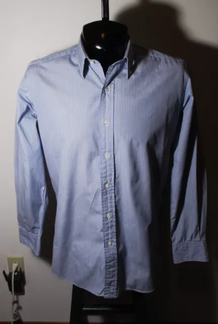 Men's BARNEYS New York Blue Long Sleeve Dress Shirt Size 15.5/33